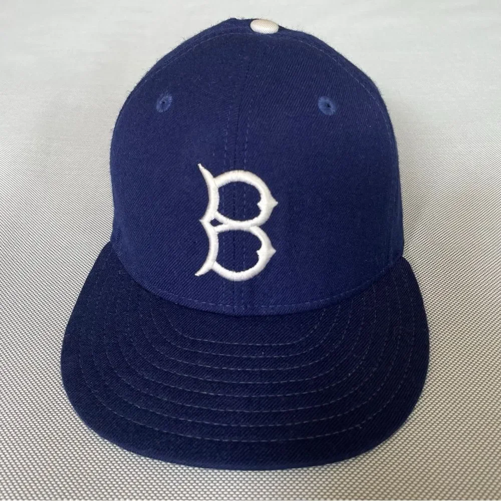 VTG Brooklyn Dodgers New Era 1920 5950 Pro Model Fitted Hat 100% Wool Size 6 3/4